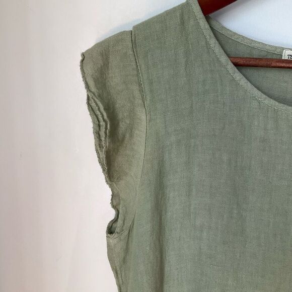 Terzo Millennio shift Dress with Flutter Cap Sleeves, L. Sage Linen! - Picture 9 of 11